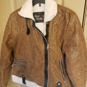 Leather bomber jacket
